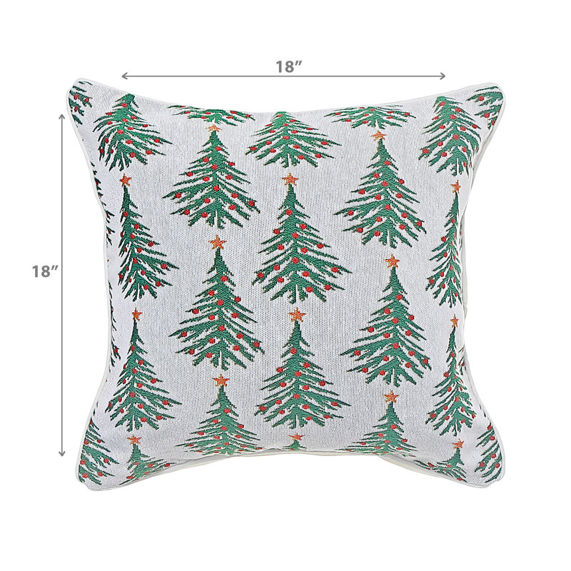 Coussin en polyester renne et arbre 18 x 18 - ensemble de 2, H 18 po x l 18 po, Vert, Carré