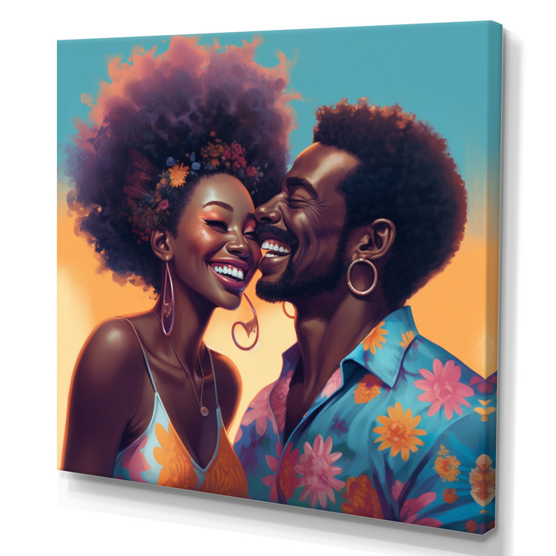 «Beautiful Black Couple In Love IV», impression sur toile, H 16 po x l 16 po x P 1 po, Toile tendue