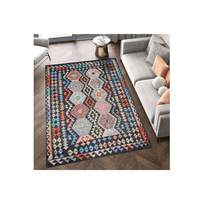 Tapis multicolore à motifs géométriques scandinaves