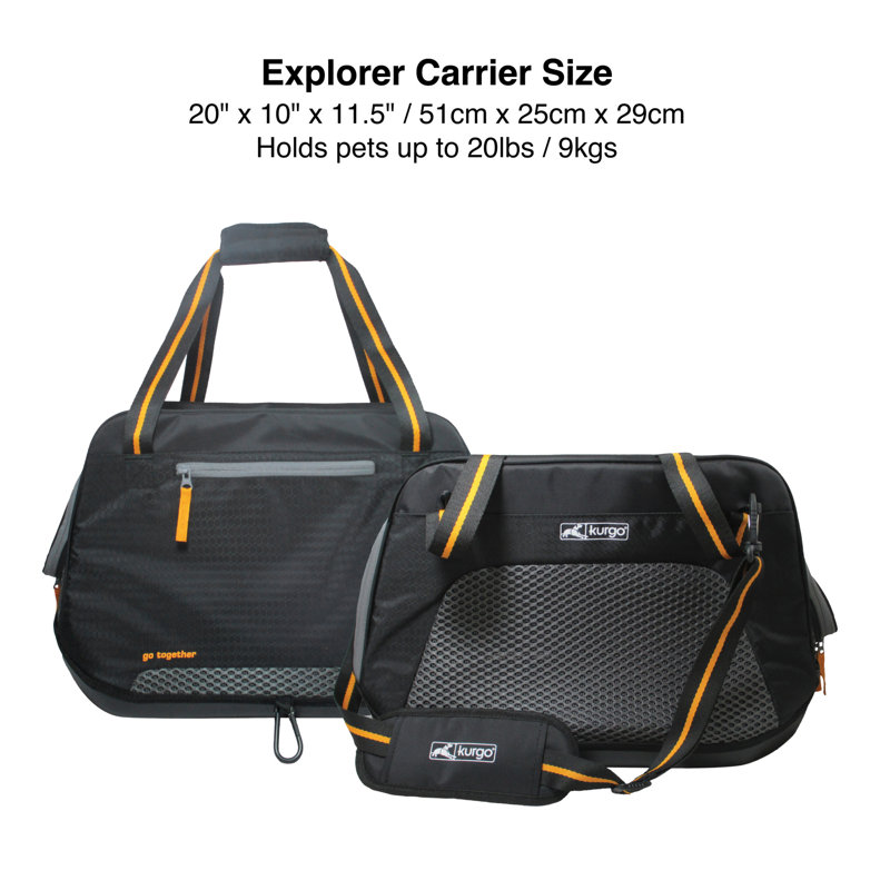 Grand transporteur Kurgo, noir, H 11,5 po x l 10 po x P 20 po, Noir