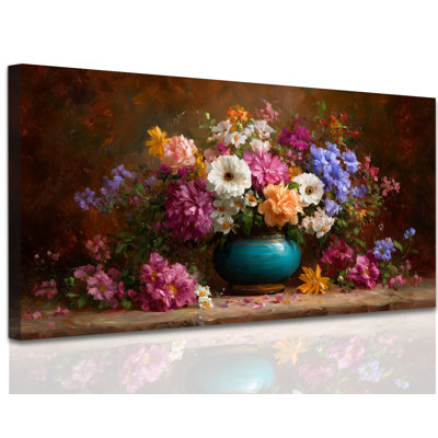  Flower Canvas Wall Art Large Rustic Flower Pictures, Vintage Botanical Prints Abstract Colorful Floral Painting, Country Still Life Artwork Decor for Bedroom Bathroom Living Room, 12x24 inches