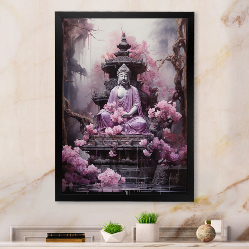 Berenika Pink Buddhism Buddhist Chant - impression, H 32 po x l 16 po x P 1 po, Cadre photo noir
