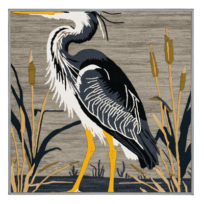 Washable Black crowned Night Heron Birds Area Rug