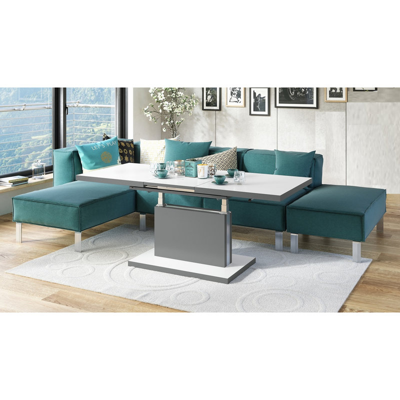 Aston Pedestal Coffee Table, White Matt/Grey Matt