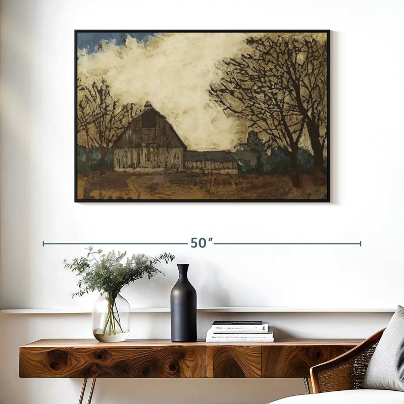Erst passer la grange I, Cadre flottant noir, 40 po x 27 po