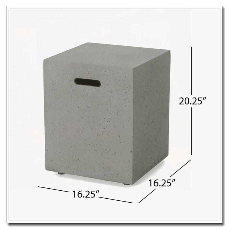 Outdoor Magnesium Oxide End Table,Side Table, Light Gray