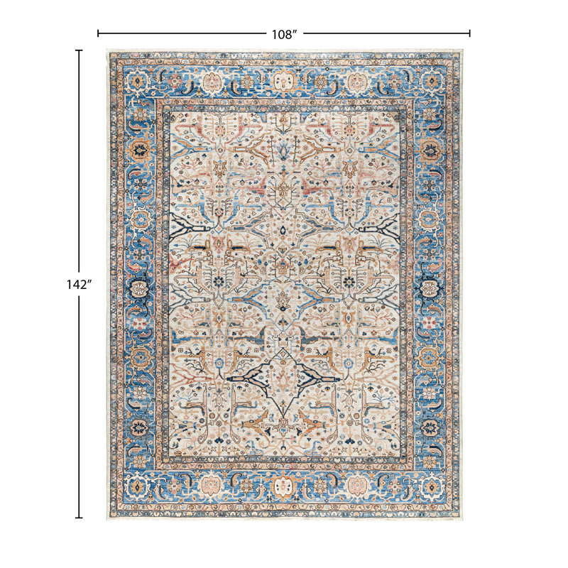 Tapis unique noué à la main Raffin - ivoire 9 pi 0 po x 11 pi 10 po Raffin