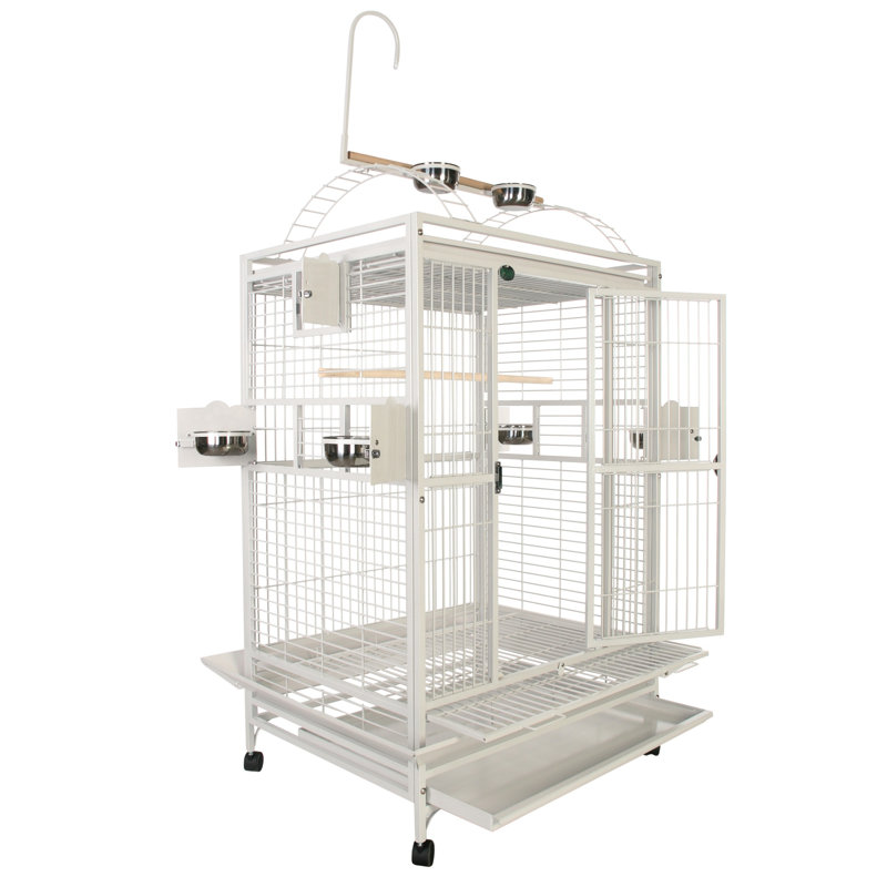 Grande cage à oiseaux blanche, Blanc pur, 66" H x 32" W x 23" D