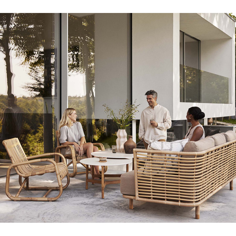 Natural Rattan-Like Outdoor Patio Chair with Arms