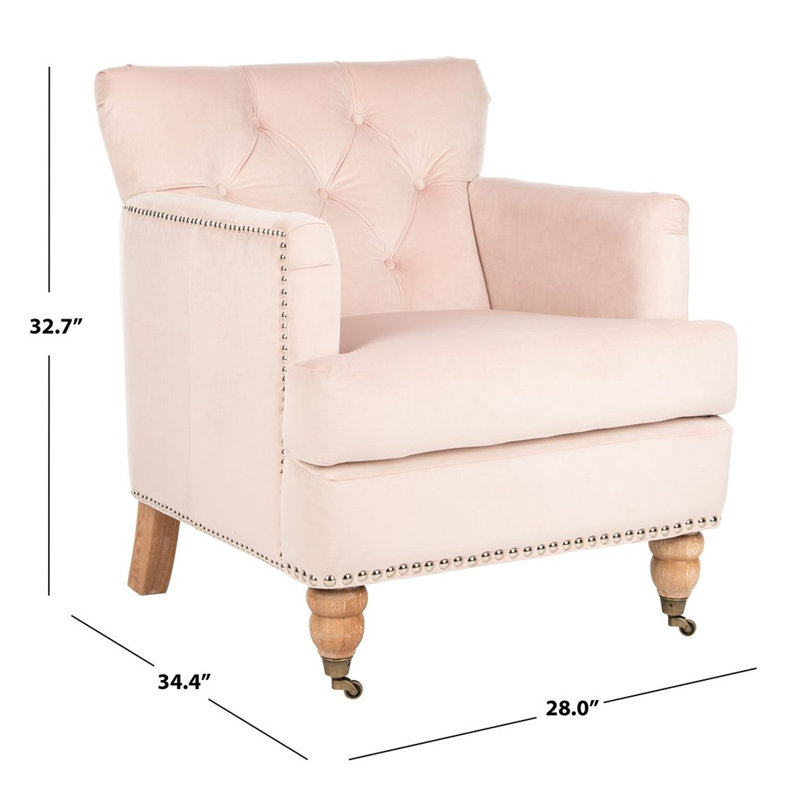 Atkison Upholstered Club Chair, Light Pink Velvet