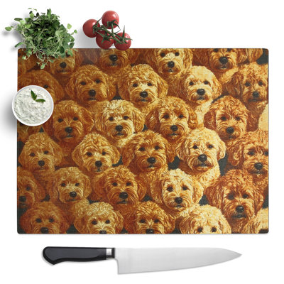 Labradoodle Pattern Vol.3  Glass Chopping Board