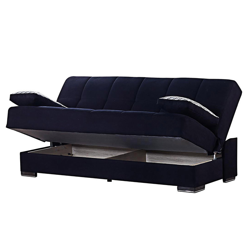 Canapé-lit rembourré convertible avec rangement, Noir