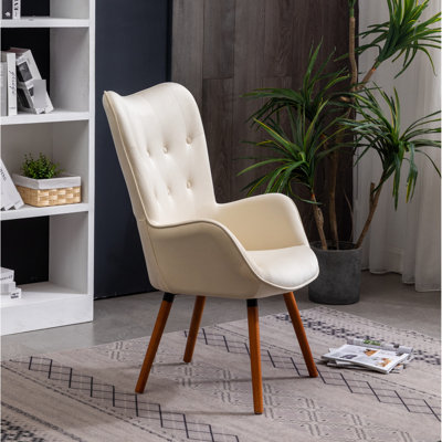 Fauteuil en velours brun chocolat - pieds en bois massif, fauteuil à coussin en mousse avec pieds pour la détente