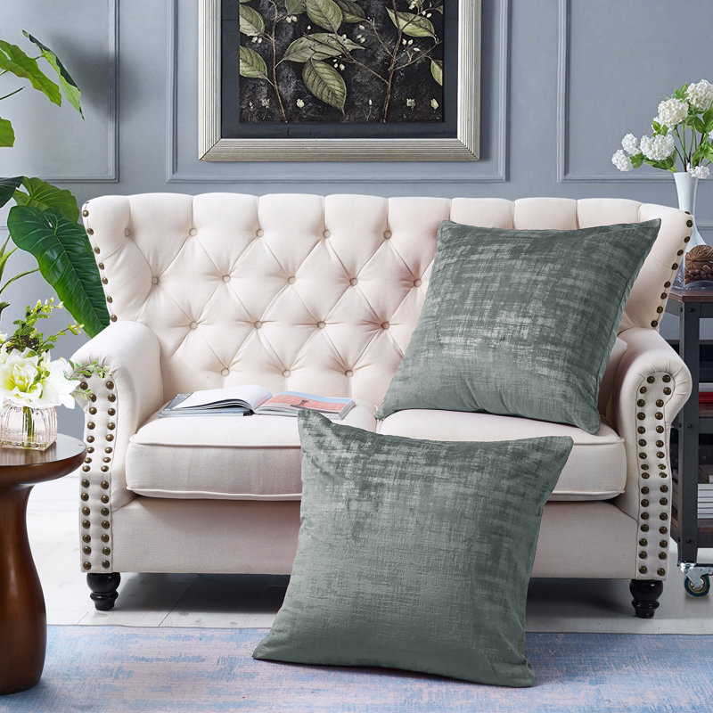 Textured Velvet Euro Reversible Pillow Cover, Gray