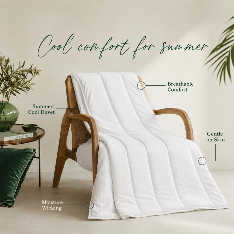 1 Tog Summer Duvet - Lightweight Cooling Duvet for Hot Sleepers , Breathable Microfibre, Double