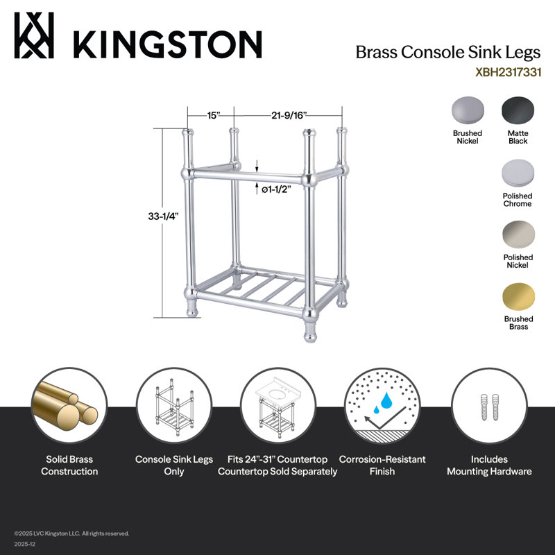 Pattes de lavabo en laiton Kingston