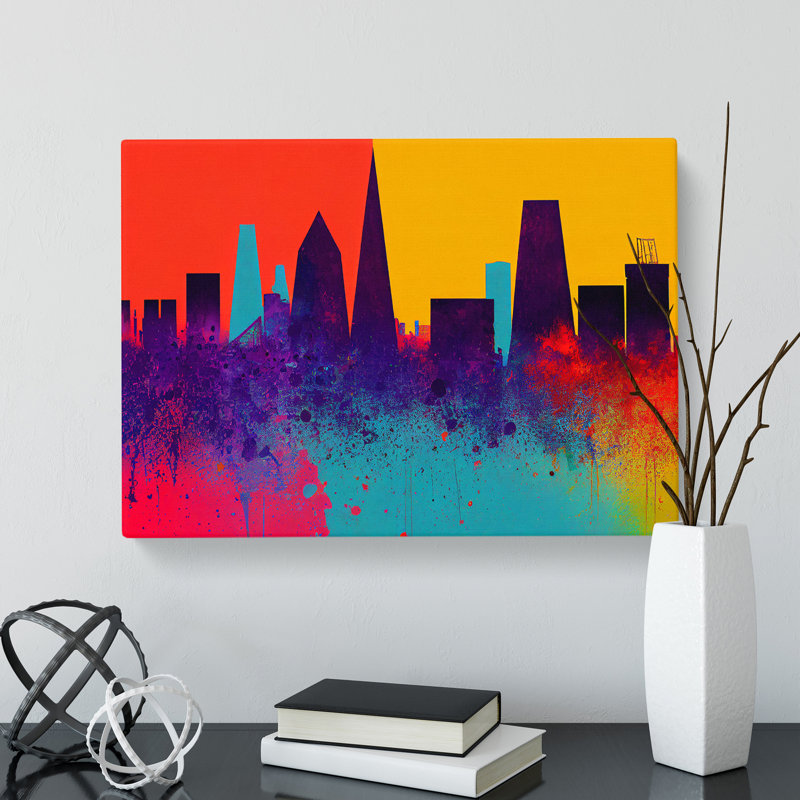 Vibrant City Skyline Vol.1 Abstract - Wrapped Canvas Painting, 35cm H x 50cm W x 3cm D