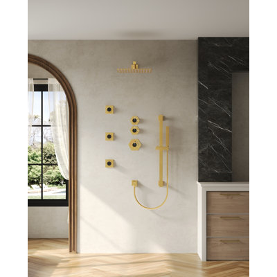 Système de douche thermostatique Relaxajet avec douche à main à 2 fonctions, pomme de douche à haute pression de 12 po avec valve brute
