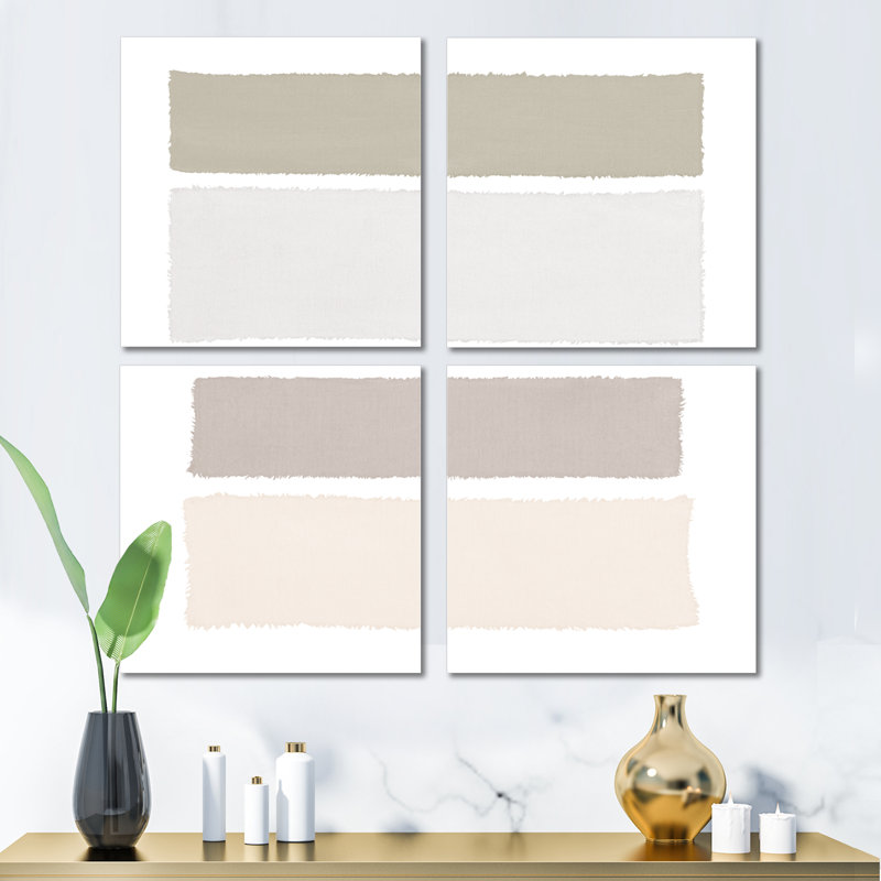 «Painted Weaving I Neutral On White Sq», ensemble de 4 reproductions d'art sur toile