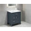 Meuble-lavabo bleu de 61 cm (24 pouces) avec rangement, structure en bois massif, lavabo en céramique, 1 porte à fermeture douce et 3 tiroirs, poignées argentées en alliage de zinc, idéal pour les petites salles de bain.-2084583934