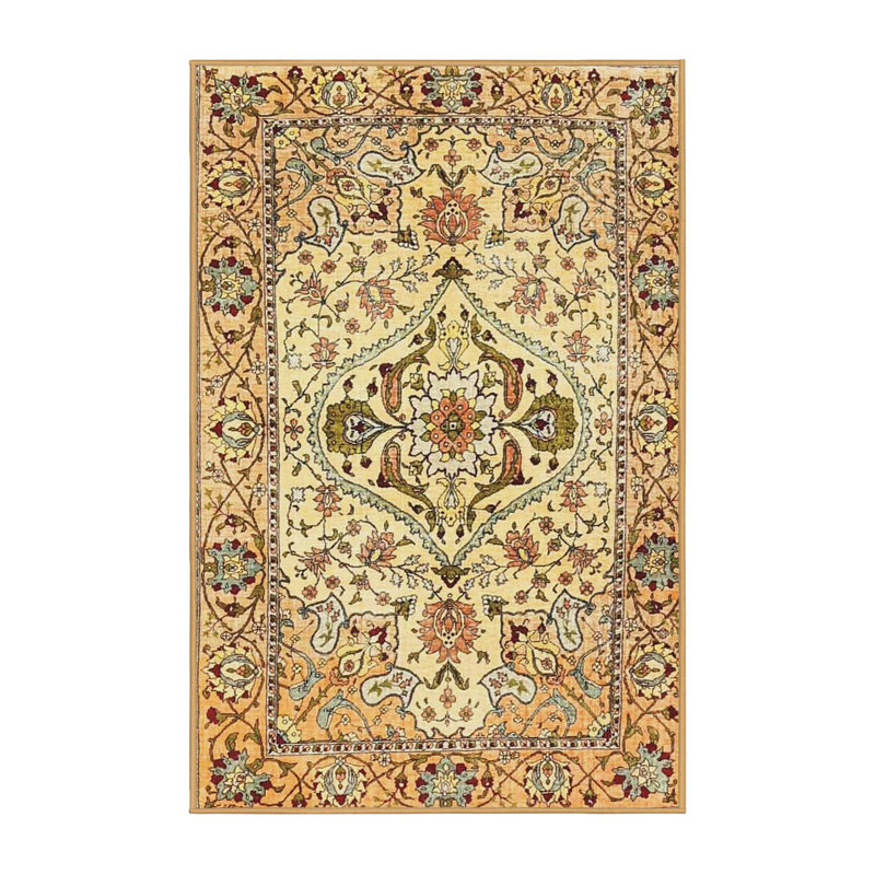 Tapis oriental vert / jaune, Rectangle 5 pi x 7 pi