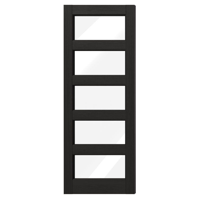Interior Door Slab with Matching Frame – 5 Lite Clear Glass Black MDF Interior Door with White Adjustable Jamb, 30" x 80"