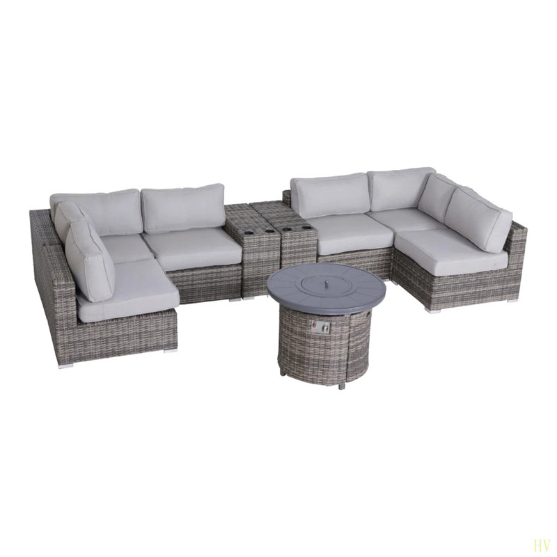 Ensemble de canapé modulaire d'extérieur 9 pièces avec coussins 9 pièces