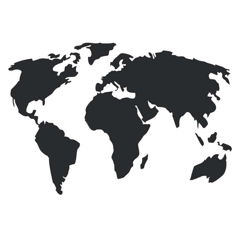 Geography Non-Wall Damaging Wall Decal, 22" H x 32" W x 0.01" D, Black