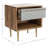 Elegant Leni 18'' W Nightstand – Stylish Modern Wood Bedside with Brass Legs & Unique Drawer Design