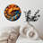 Orange Blue Abstract Swirl Clock Wall Art