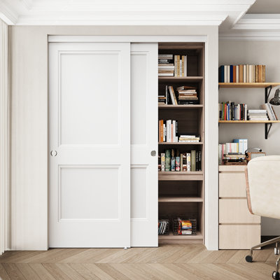 80"  White Interior Sliding Door For Pantry & Closet With Full Hardware Kit