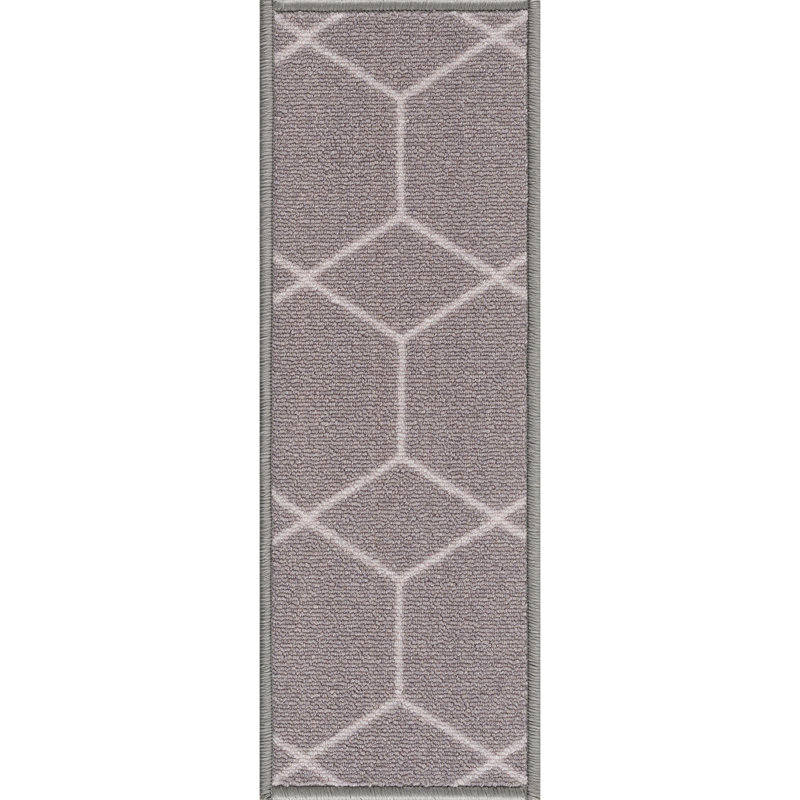 Tapis d’escalier antidérapant à motif hexagonal Tietjen, Gris