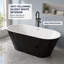 Baignoire autoportante ovale en acrylique de 140 cm (55 po), double dos, avec bonde centrale et trop-plein intégré, noire