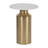 Contemporary Round Marble Top Accent Side with Metal Base Pedestal for Chairside - Modern Narrow End Table for Living Room Seating - 22", Gold & White