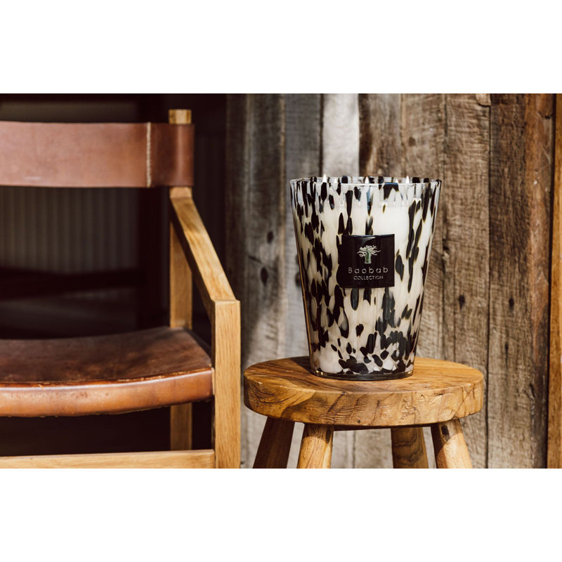 Pearls Black Candle, 13.8" H x 9.36" W x 9.36" D