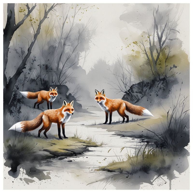 Édredon Three Foxes In Forest, Très grand lit