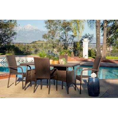 4 - Person Wicker Patio Dining Set with Rectangular Table