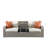 Beige Fabric & Gray Wicker Patio Sofa W/2 Pillows & 2 Ottomans