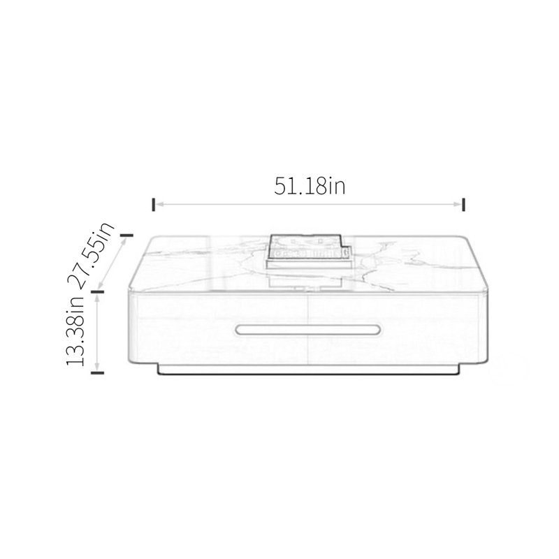 Table basse en granit clair, 13.38" H x 51.18" L x 27.55" W