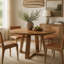47.2" Round Dining Table, Farmhouse Solid Wood Kitchen Table with Trestle Base for 4