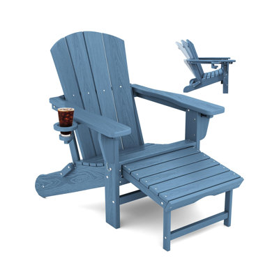 Fauteuil inclinable bleu avec repose-pieds rétractable Adirondack