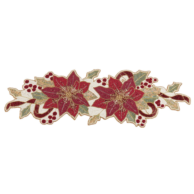 Runner_Poinsettia Design Beaded Table Runner