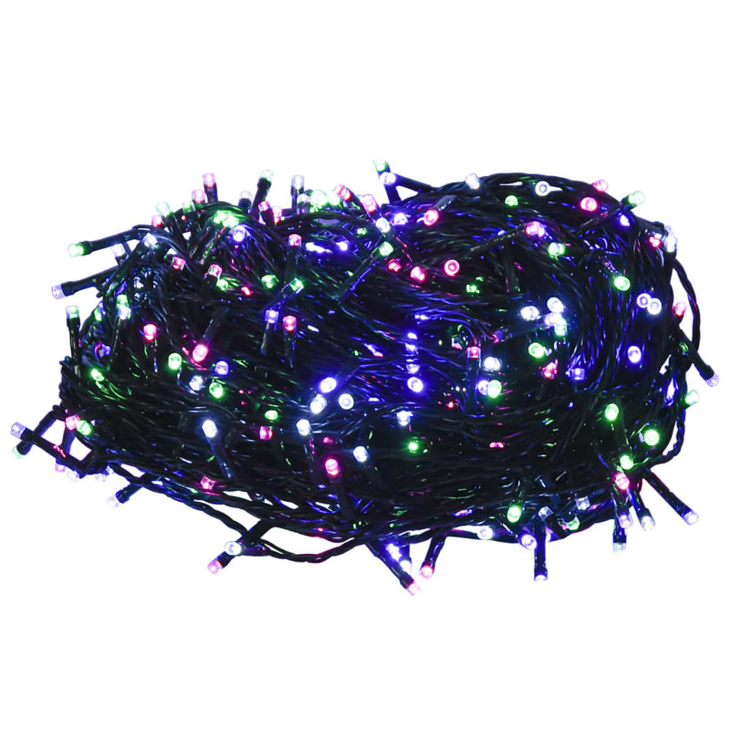 Guirlande avec 8 lumières DEL, Pastel multicolore / vert foncé, 300 ampoules