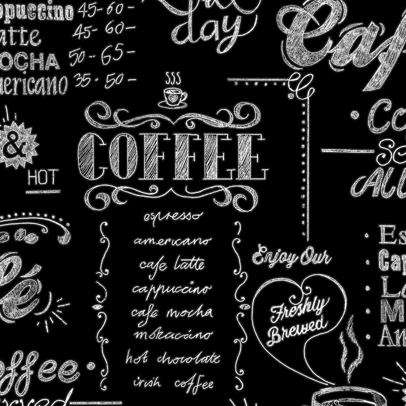 Kitchen & Bathroom Superfresco Easy Black / White Coffee Shop Wallpaper