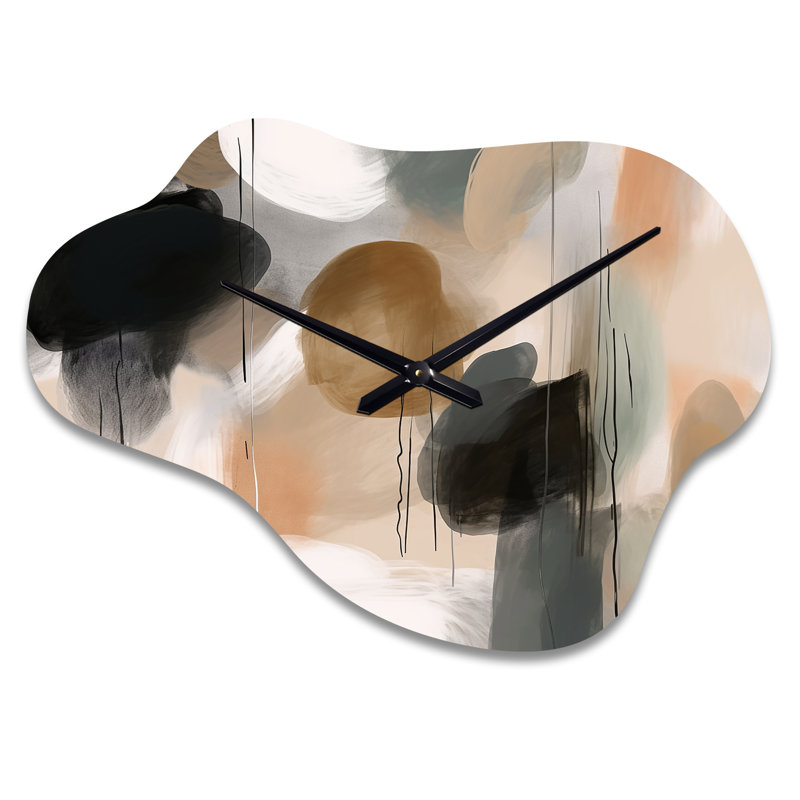 Peinture de formes abstraites III - horloge murale en métal peinture abstraite, reproduction d'horloge asymétrique, Grand