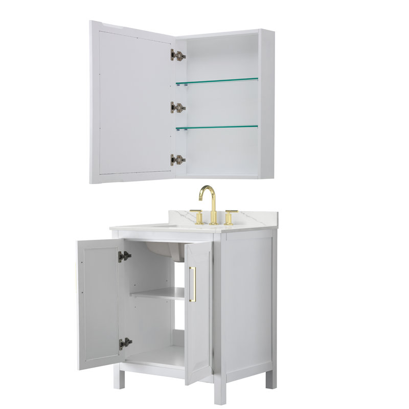 Daria 30'' W Vanity, Giotto Quartz, White, Brushed Gold
