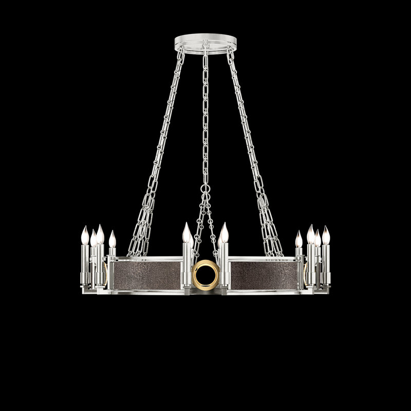 Mirage 12 - Light Chandelier, Pebble/Silver/Brass