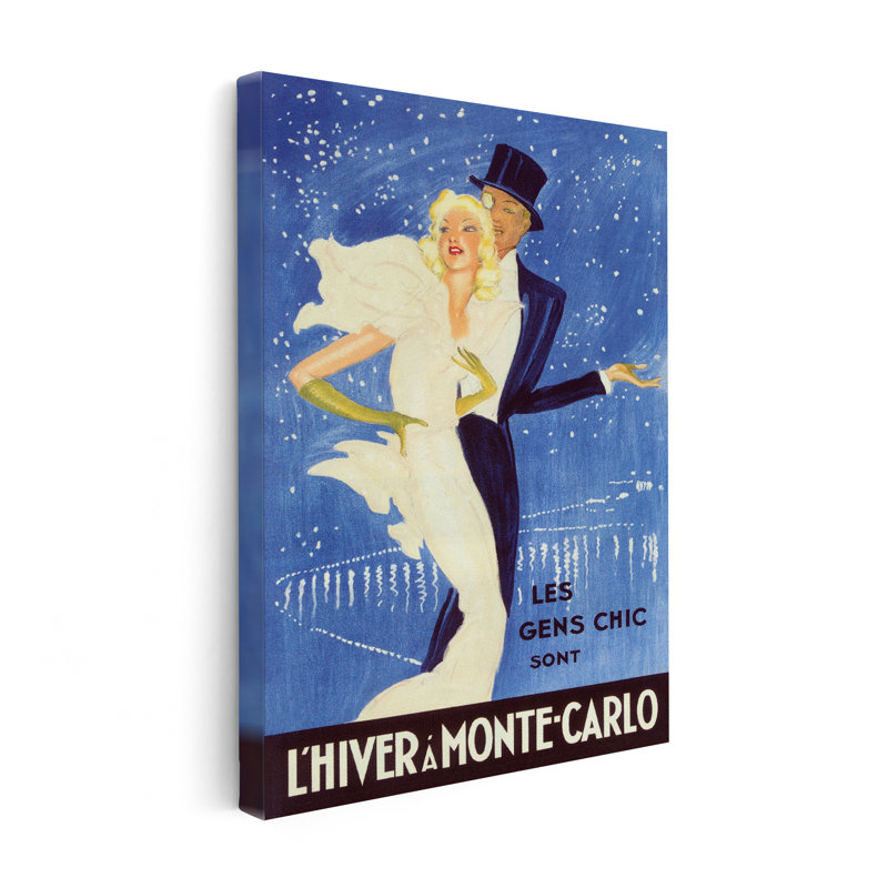 L'hiver à Monte-Carlo, Sans cadre, Canevas, H 18 po x l 24 po