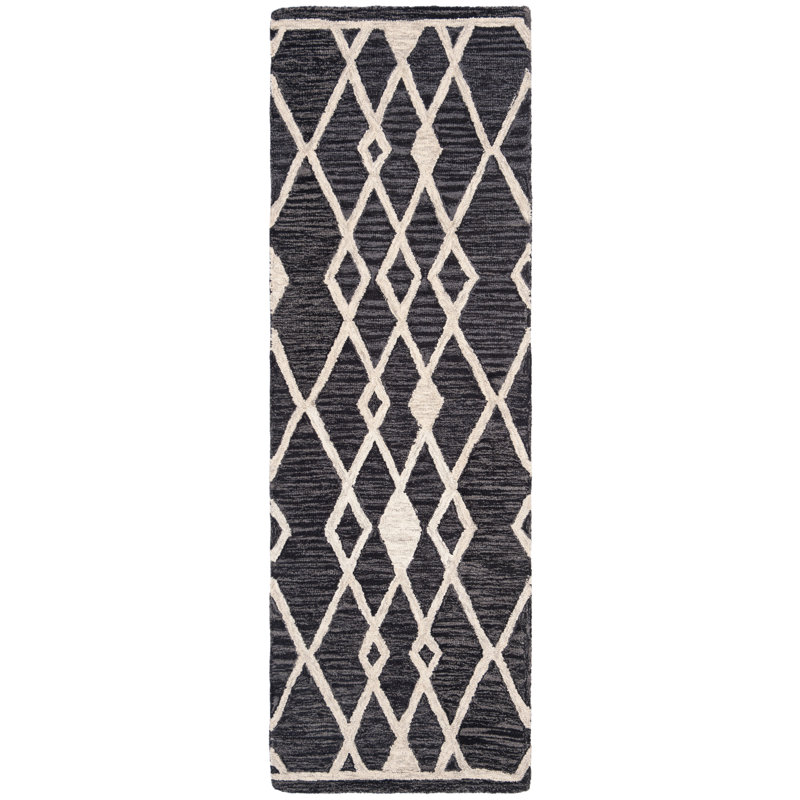 Tapis en laine touffeté à la main Vedika, Tapis de couloir 2 pi 6 po x 9 pi