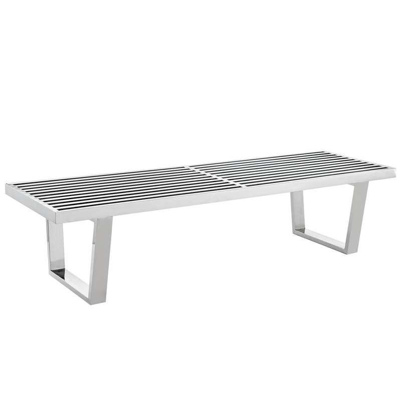 Banc plateforme en acier inoxydable à deux places 5 pieds Modway